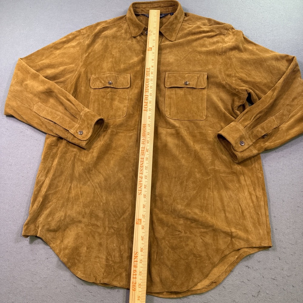 Polo Ralph Lauren Brown Suede Leather Button-Up Shirt XL EXCELLENT - Picture 5 of 8